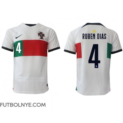 Camiseta Portugal Ruben Dias #4 Visitante Equipación Mundial 2022 manga corta